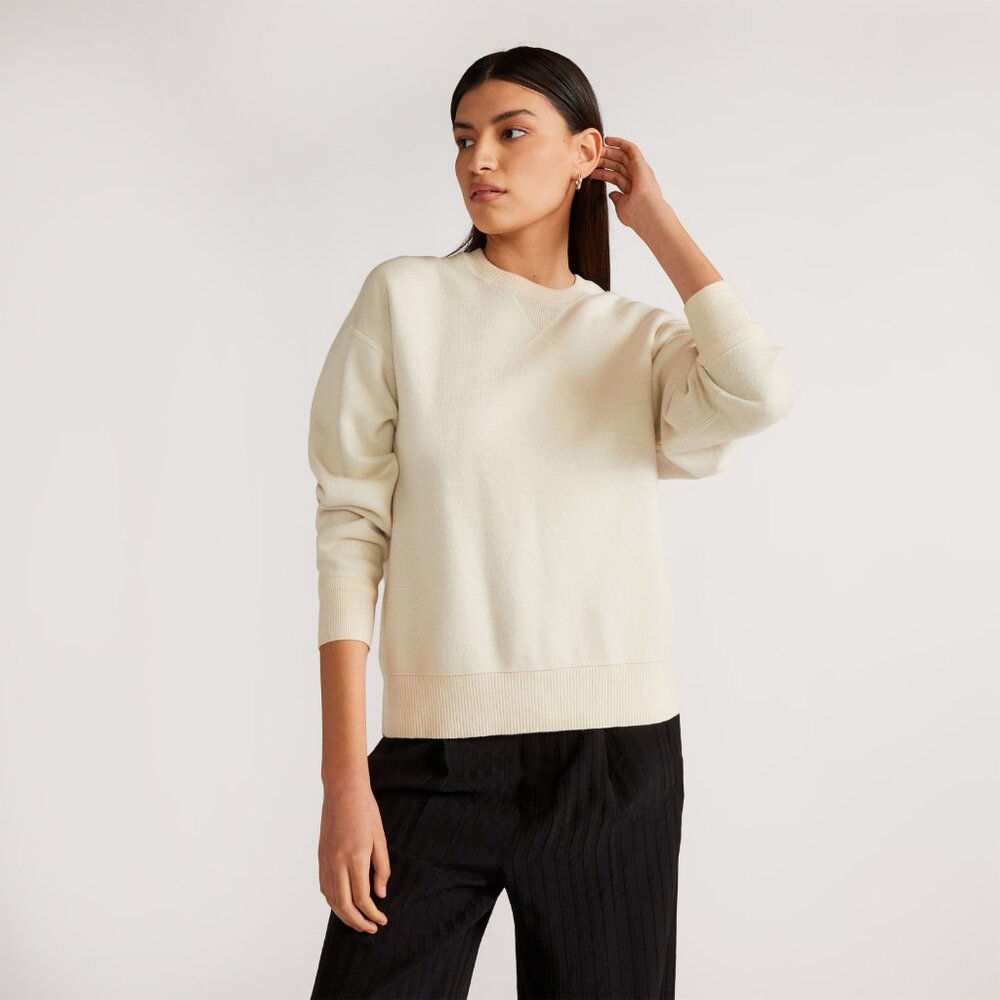 NWOT Everlane The Cotton-Merino Sweatshirt White/Cream - Size M